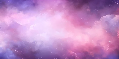 Tuinposter Starry Sky in Pink and Lilac: An abstract vision of a starry night sky in shades of pink and lilac, creating a magical atmosphere , abstract wallpaper background © AlexRillos