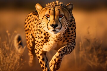 Agile cheetah sprinting across the savannah.