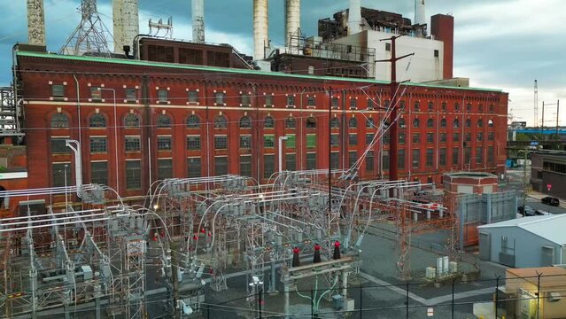Aerial View of Electric Power Plant