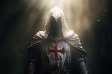 Ghostly apparition of a Templar knight - obrazy, fototapety, plakaty