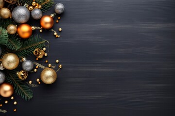 christmas background and border flat lay style and copy space, generative ai