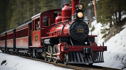 Fototapeta premium a photo of steam train in the forest made with generative AI