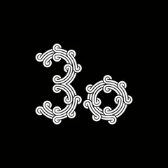 the logo consists of the number 0 and 3. Outline and elegant.