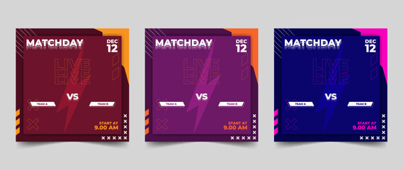 Set of sport match social media vector template