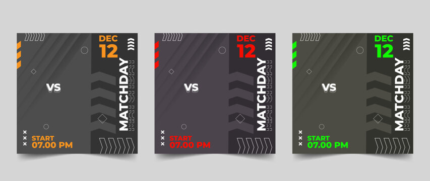 Set of sport match social media vector template