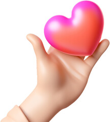 3d hand holding heart