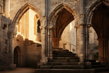Fototapeta na wymiar Templar architecture, medieval construction.