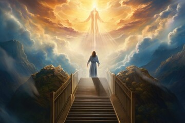 The heavenly vision of John in the book of Revelation. - obrazy, fototapety, plakaty