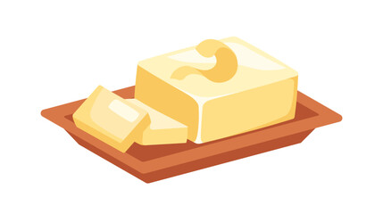 Dairy products set. Natural and organic milk eating. Butter with slices at wooden board. Poster or banner for website. Cartoon flat vector collection isolated on white background