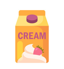 Dairy products set. Natural and organic milk eating. Cream in cardboard package. Sticker for social networks and messengers. Cartoon flat vector collection isolated on white background