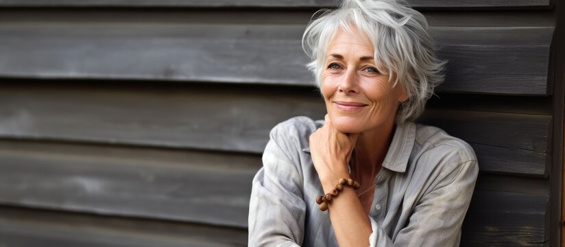 Outdoor portrait of an older woman who is attractive