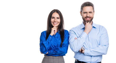 businesspeople working on business project. collaborating on a new business project. businesspeople isolated on white. businesspeople together while having a meeting in the office. copy space