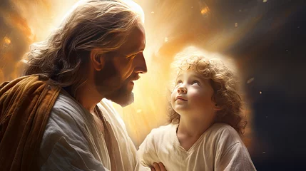 Tuinposter jesus and a child with the sunlight © Kien
