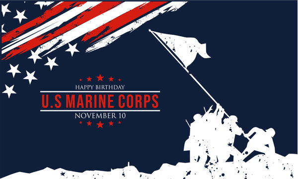 Happy birthday US Marine Corps November 10th. Background Vector Illustration.	
