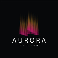 Aurora Logo, Simple Aurora Nature Scenery Design Color Gradation, Vector Icon Template, Illustration