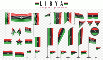 Libya flags set, flat design of flags Collection