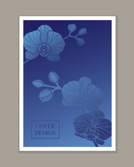 Floral line cover. Aesthetics and elegance, beauty. Luxurious flyer and leaflet. Spring and summer season. Template and layout. Cartoon flat vector illustration isolated on grey background