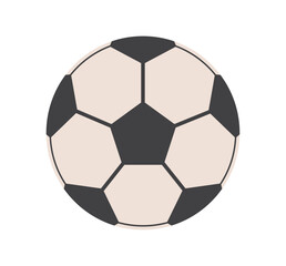 Fototapeta premium Football element sticker. Black and white ball. Tournament and competitions. Sport equipment for active lifestyle. Cartoon flat vector illustration isolated on white background