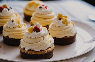 Obraz na płótnie Canvas cupcakes with whipped cream