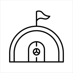 Military barracks icon in modern silhouette style design on white background