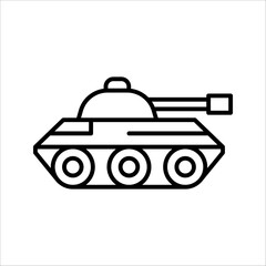 Tank outline simple icon. Military vehicle with gun. Armored vehicle.Weapons for modern warfare. vector illustration on white background