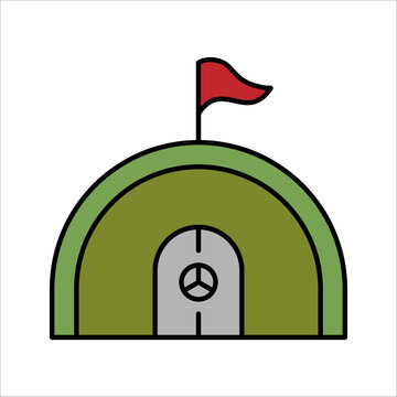 recommend clip art: Military barracks icon in modern silhouette style design on white background