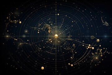 Star map with constellation tracking in a planetarium. - obrazy, fototapety, plakaty