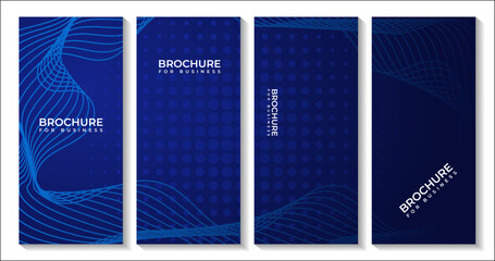 set of brochures. modern dark blue background with lines and dots