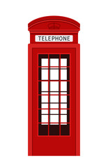 Fototapeta premium London architecture element. Traditional britain sightseen. Red ancient cabin. Tourism and travel to UK. Poster or banner. Cartoon flat vector illustration isolated on white background