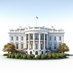 Fototapeta premium The White House in Washington DC, United States, 3D Render, Ai Generated
