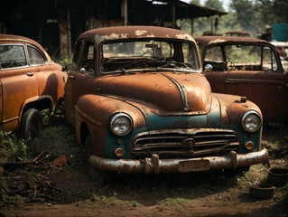 old abandoned car in the junkyard