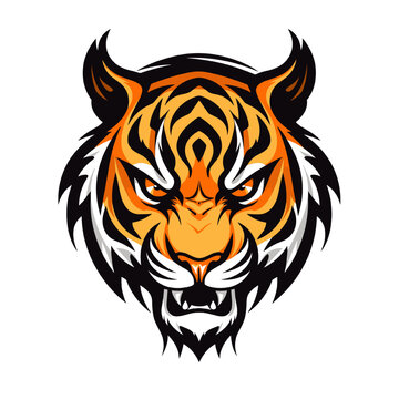 Tiger with fire mascot Logo