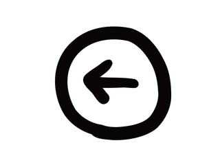 かわいい左向きのアイコン矢印／手描きイラスト素材