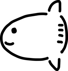 ゆるいマンボウの線画のイラスト