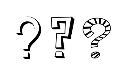 Question marks line set. Frequently asked questions. Feedback and information, knowledge. Solution and answers, decision. Linear flat vector collection isolated on white background