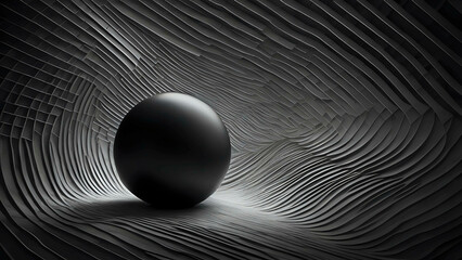 Abstract black sphere background illustration. AI generated