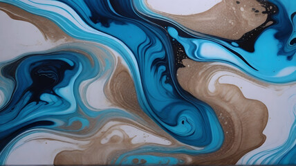 Artistic and abstract liquid splashes. Background wallpaper. Blue and turquoise color.