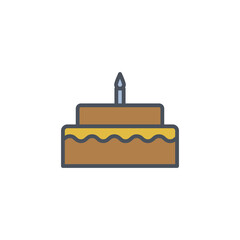 Vector sign of the birthday cake symbol isolated on a white background. icon color editable.