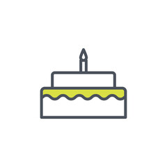 Vector sign of the birthday cake symbol isolated on a white background. icon color editable.