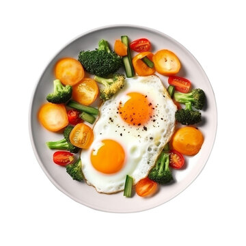 fried eggs with vegetables