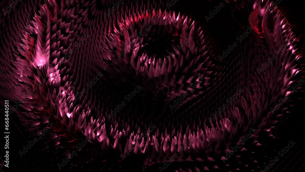 Poster background of pulsating audio wave rings. design. pulsating texture of many small thorns.