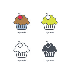 Vector sign of the piece of cake symbol isolated on a white background. icon color editable.
