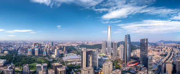 Aerial photography of modern architectural landscape skyline in Dongguan, China