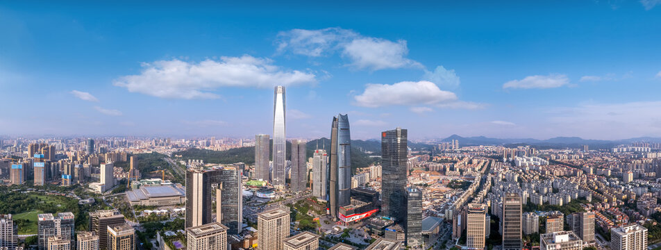 Aerial photography of modern architectural landscape skyline in Dongguan, China
