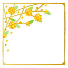レトロで豪華な雰囲気の金木犀の花のフレーム背景イラスト