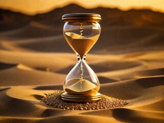 Hourglass with Flowing Sand - Time Passing Concept