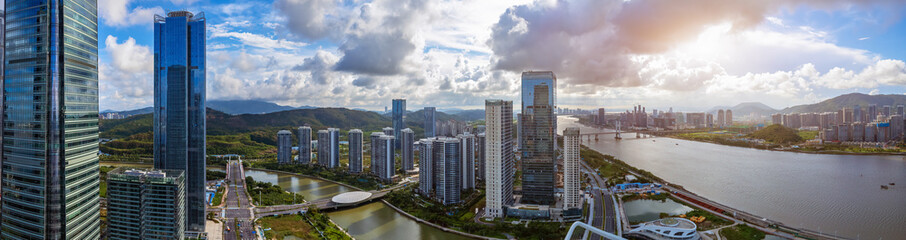 Fototapeta premium Aerial photography of modern architectural landscape skyline in Zhuhai, China
