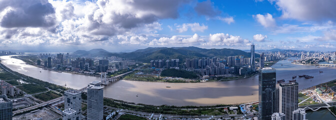 Obraz premium Aerial photography of modern architectural landscape skyline in Zhuhai, China