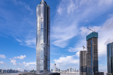 Naklejka premium Aerial photography of modern architectural landscape skyline in Zhuhai, China