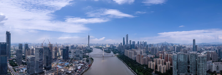 Aerial photography of the skyline of modern architectural landscapes in Guangzhou, China